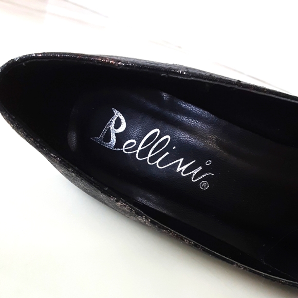 BELLINE BLACK FLORAL BOW METALLIC DRESS SHOE SZ 7 - Picture 8 of 8